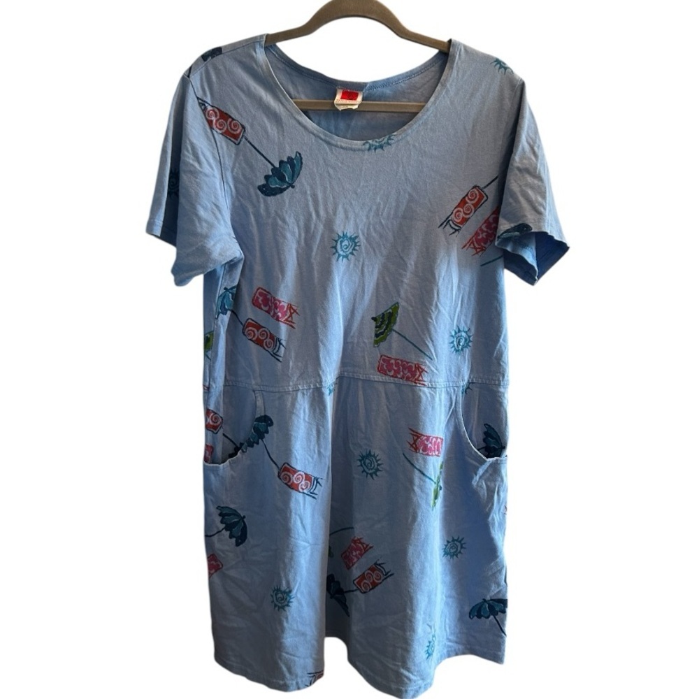 Red Ginger Vintage Blue Graphic Midi Dress